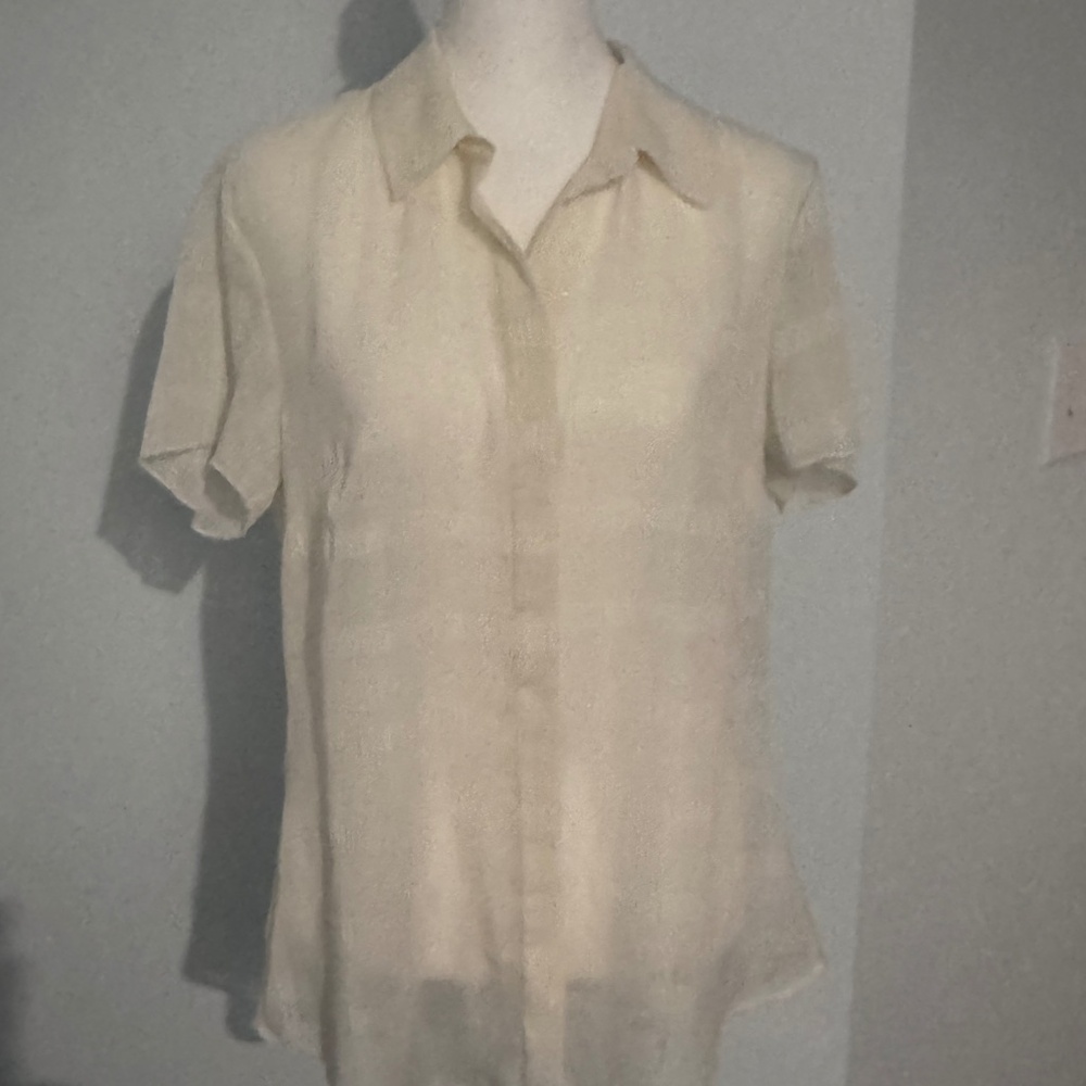 Coldwater Creek Button Front Cream Blouse Size Small NWT